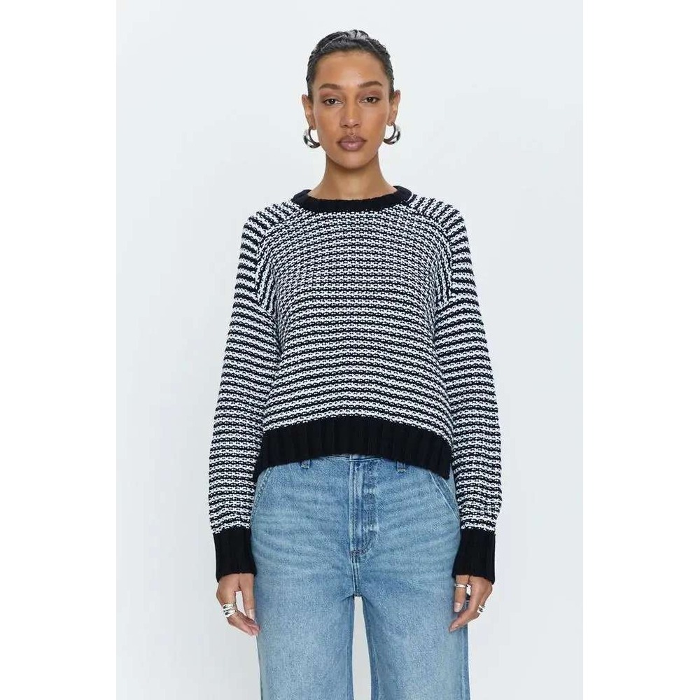 Pistola Denim Midnight White Striped Cotton Knit Sweater P00062085HC Womens L